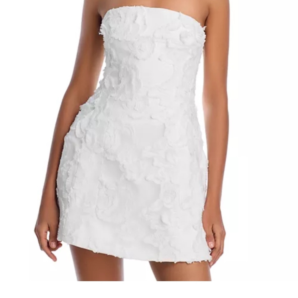 Bardot White Strapless Floral Mini Dress